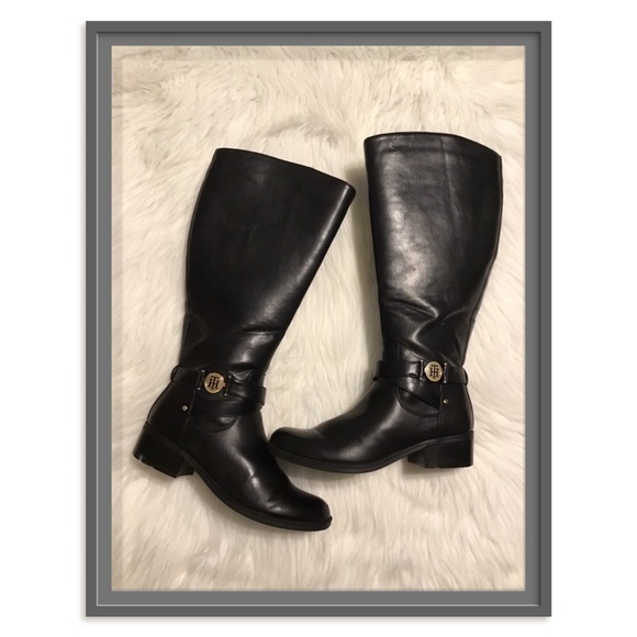 tommy hilfiger tall black boots